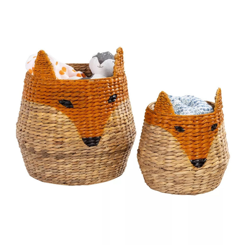 Fox Shaped Woven Seagrass Basket for Home Decor