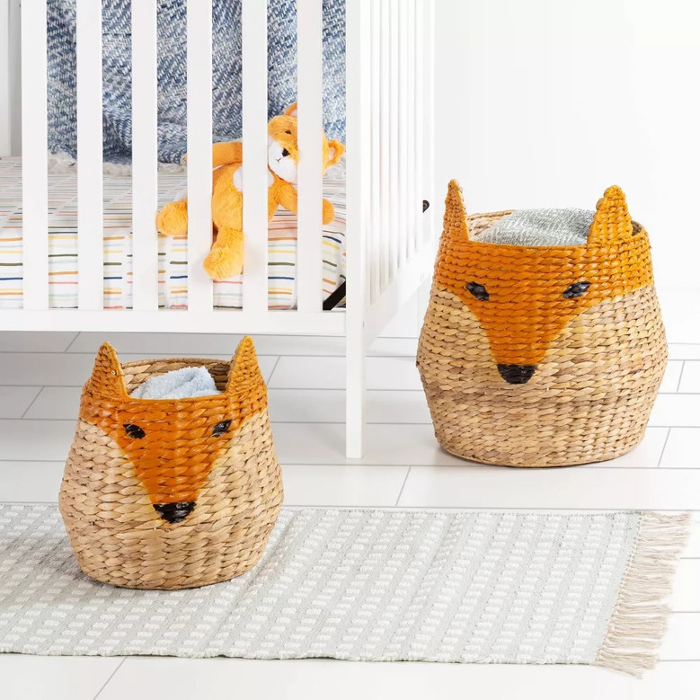 Fox Shaped Woven Seagrass Basket for Home Decor