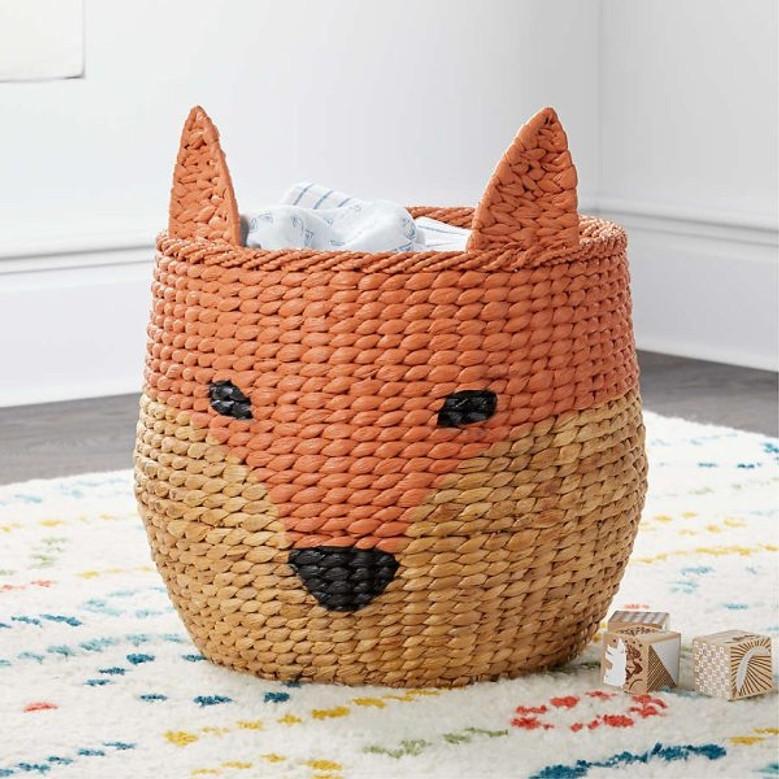 Fox Shaped Woven Seagrass Basket for Home Decor