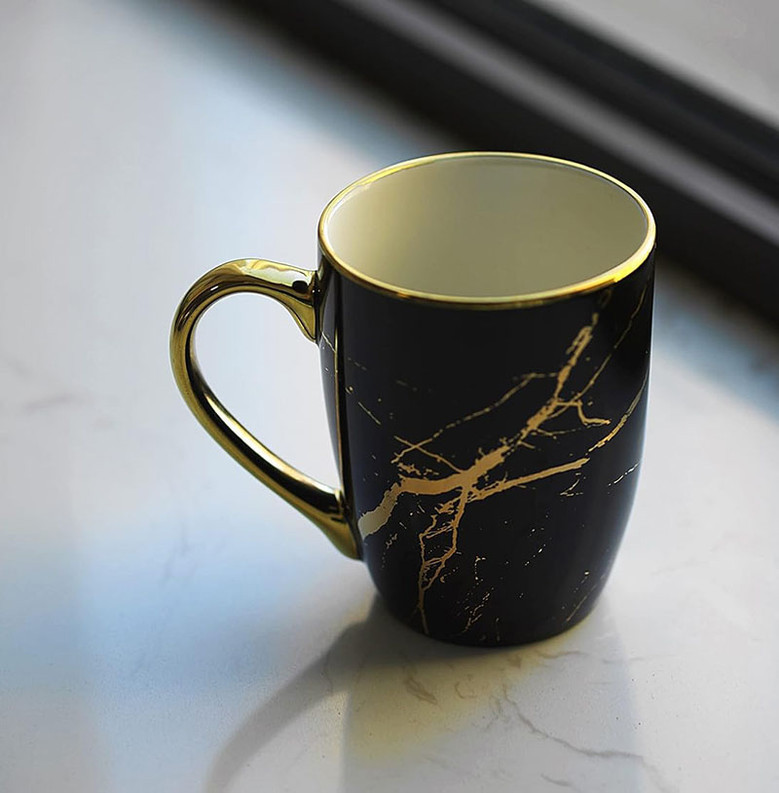 Golden Marble Ceramic Coffee Mug for Men and Women