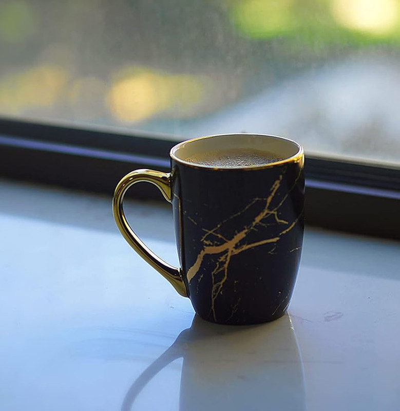 Golden Marble Ceramic Coffee Mug for Men and Women