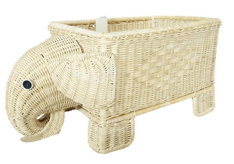 Hand-Woven Rattan Storage Basket - Elephant Design for Home