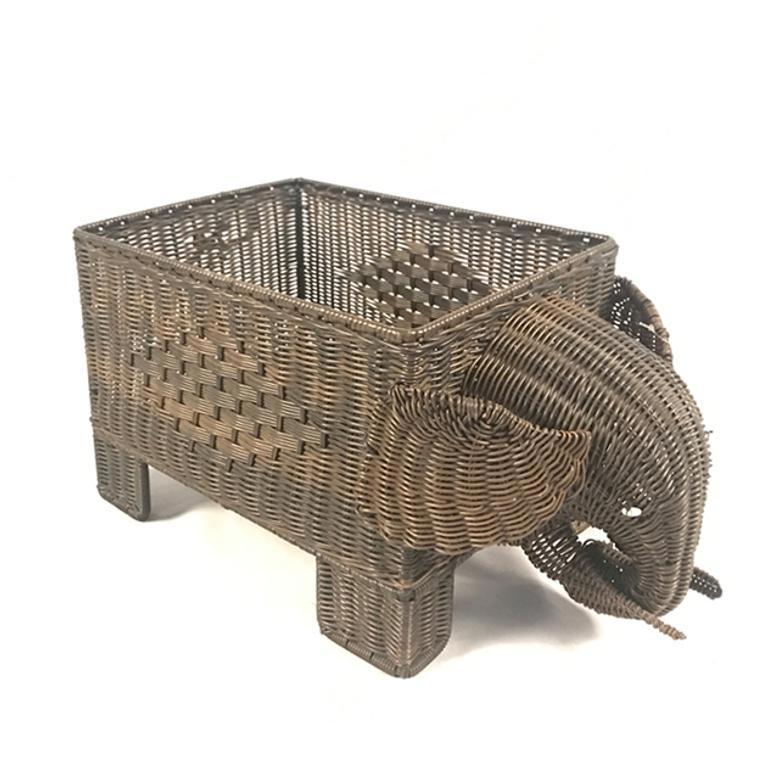 Hand-Woven Rattan Storage Basket - Elephant Design for Home