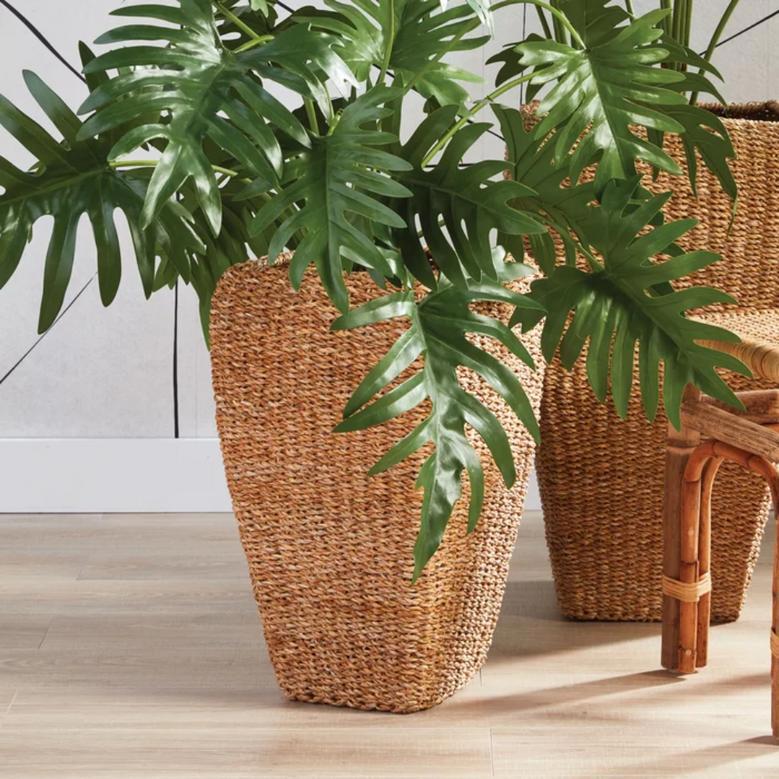 Handcrafted Tall Seagrass Planters with Natural Look