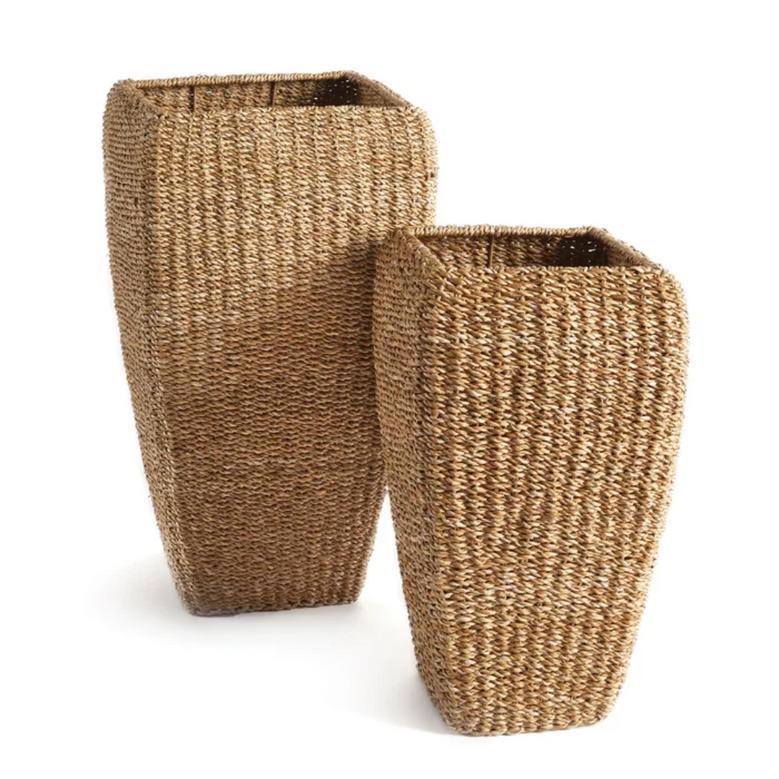 Handcrafted Tall Seagrass Planters with Natural Look