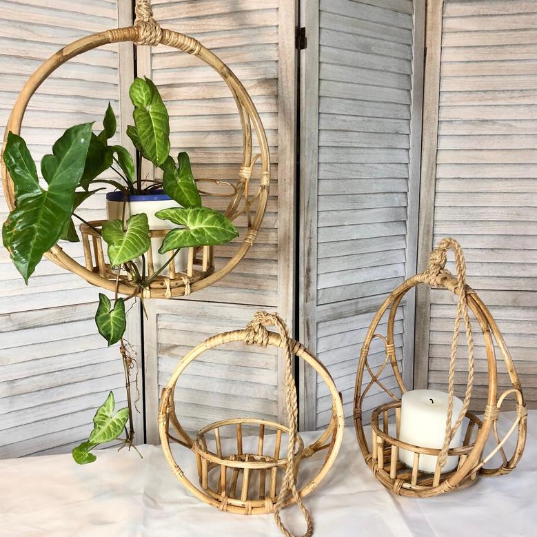 Handmade Bamboo Hanging Basket Planters for Gardens