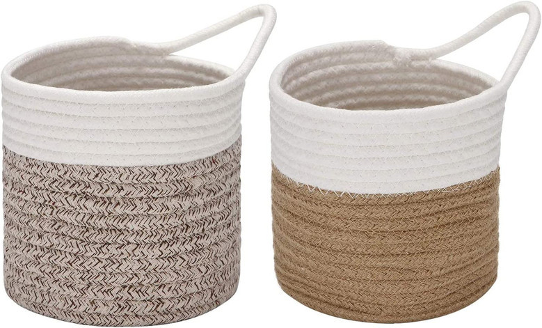 Handmade Cotton Rope Wall Hanging Basket for Decor or Kitchen