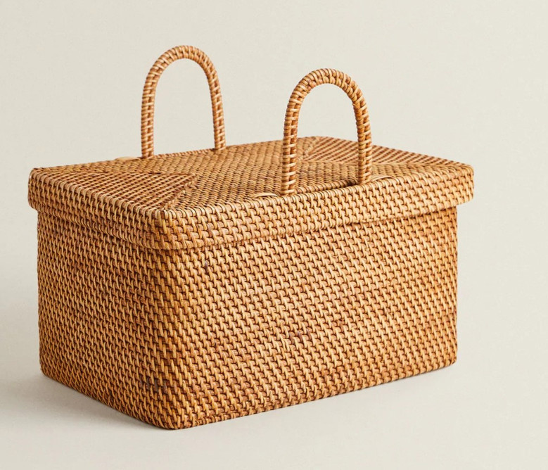 Handmade Durable Rattan Picnic Basket for Tableware