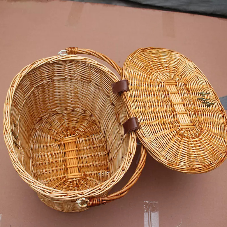 Handmade Large Wicker Bike Basket with Handle