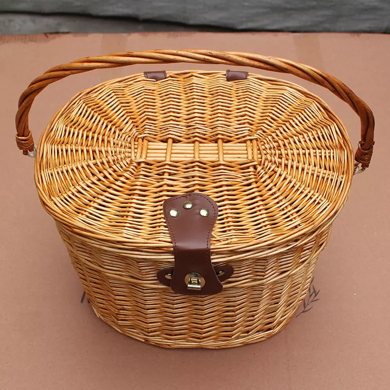 Handmade Large Wicker Bike Basket with Handle