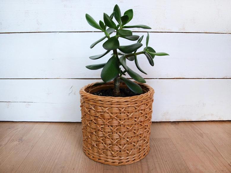 Handmade Rattan Flower Pot Planter for Boho Decor