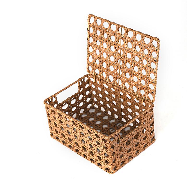 Handmade Rattan Picnic Storage Basket with Lid