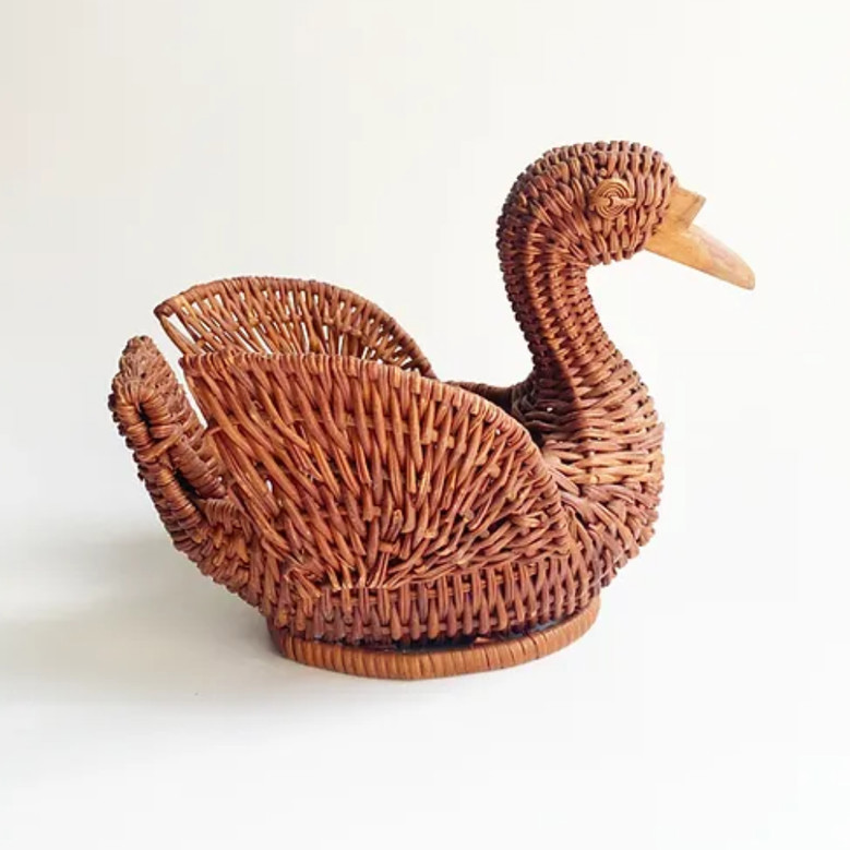 Handmade Rattan Wicker Animal Baskets for Home Storage