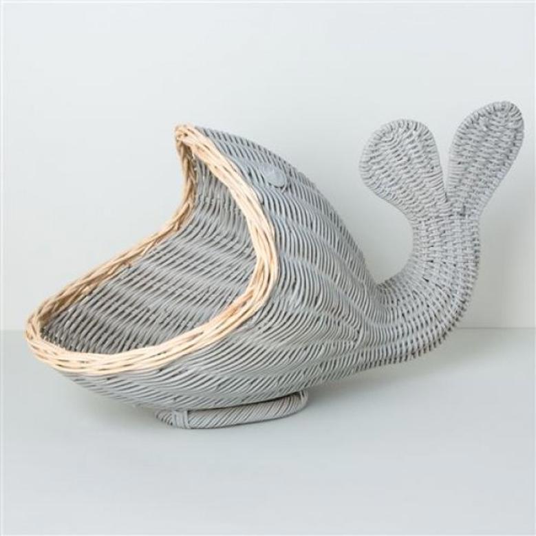 Handmade Whale Wicker Basket Toy Storage