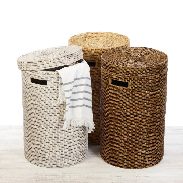 Handwoven Natural Bamboo Laundry Basket - Farmhouse Decor