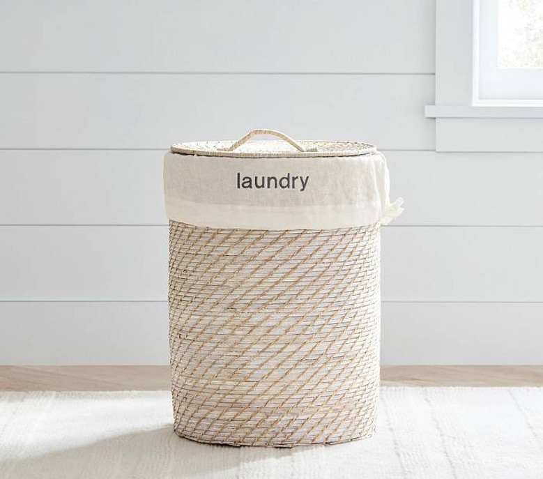 Handwoven Natural Bamboo Laundry Basket - Farmhouse Decor