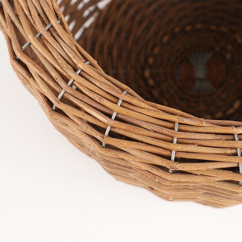 Handwoven Rattan Storage Basket - Round Woven Bread & Fruit Basket