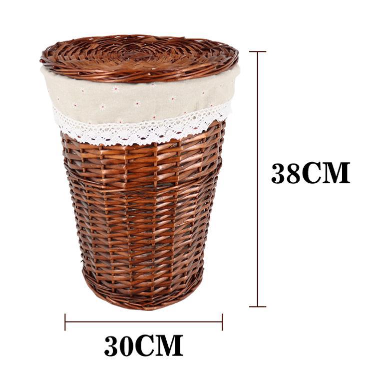 Handwoven Straw Baskets with Lid and Large Capacity