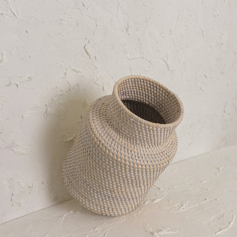 Handwoven White Wicker Vases for Elegant Living Room Decor