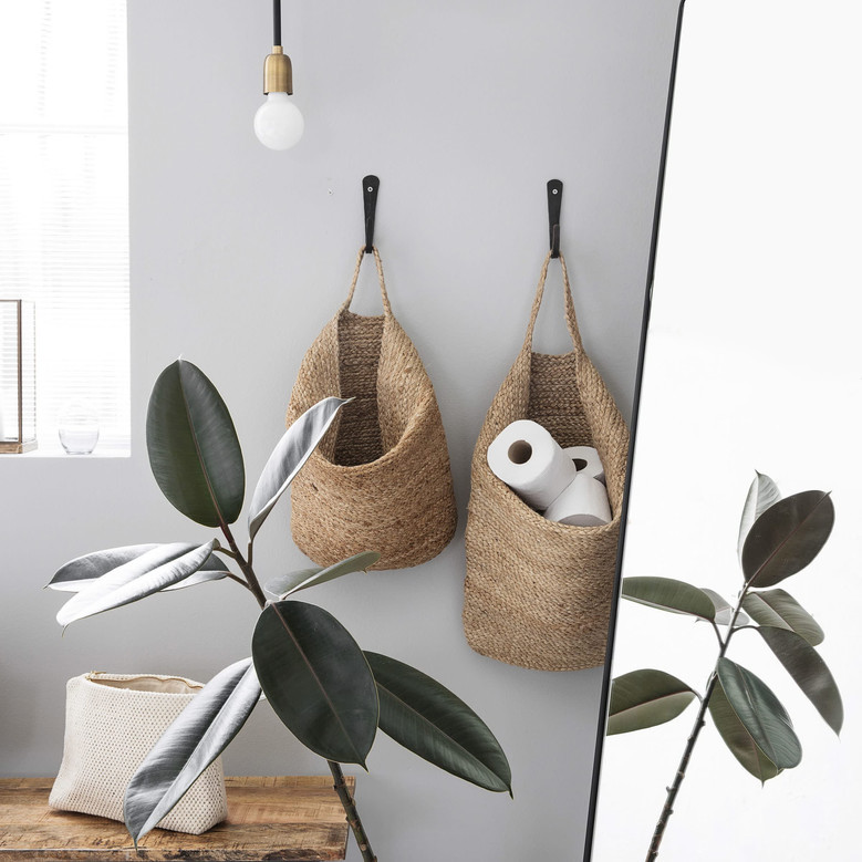 Hanging Seaweed Linen Basket for Living Room Decor