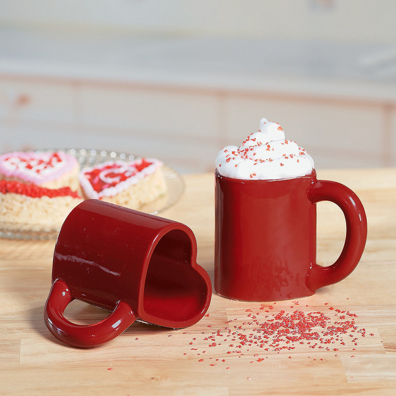 Heart Shaped Red Ceramic Coffee Mug for Valentine's Day Gifts