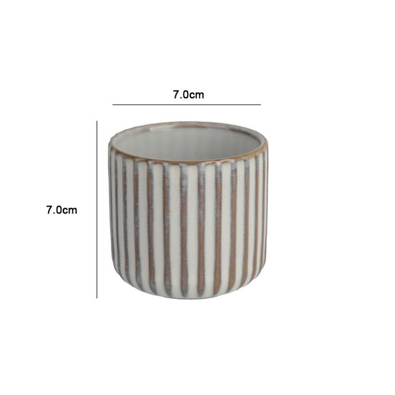 Japanese Style Handmade Striped Ceramic Coffee Mugs Without Handle