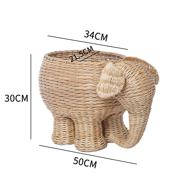 Large-Capacity Elephant Wicker Storage Basket for Office and Home