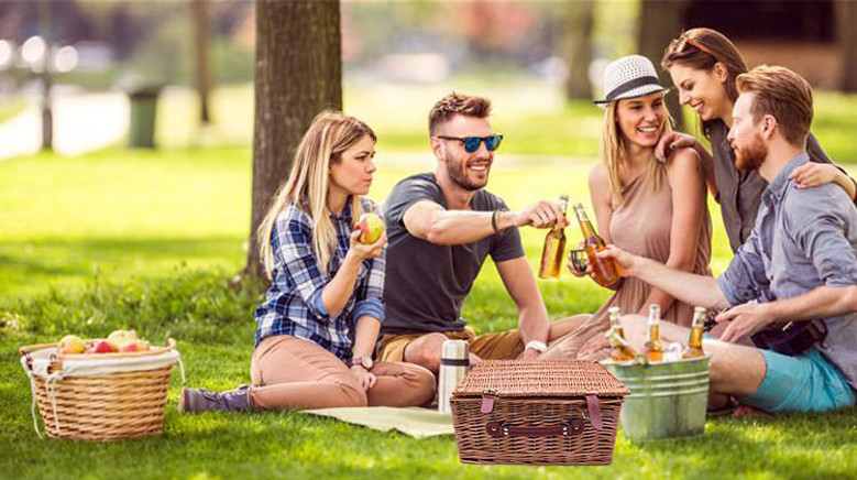 Large Eco-Friendly Picnic Basket Set with Dishware