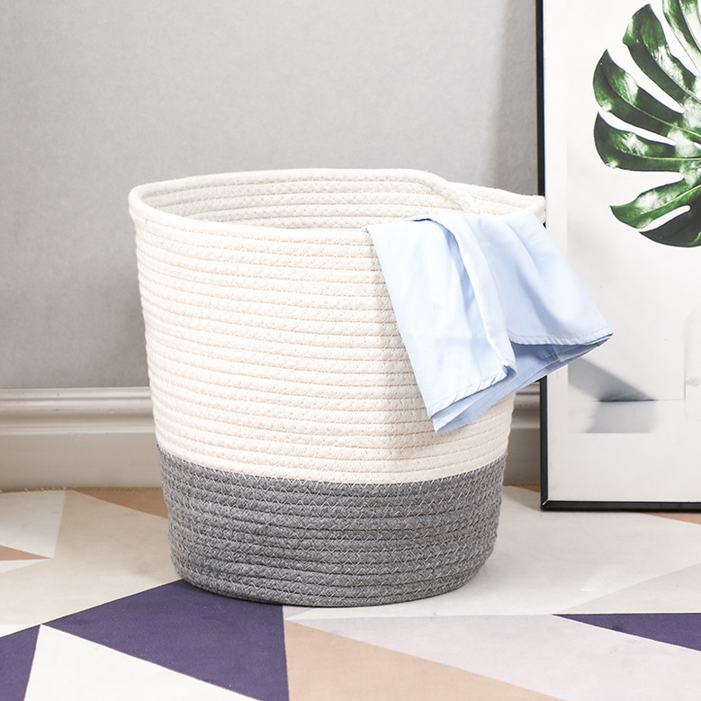 Large Modern Cotton Rope Laundry Basket with Handles