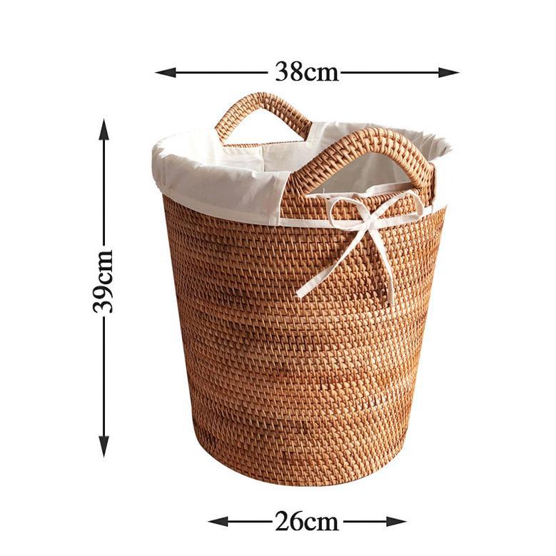 Large Rattan Wicker Storage Baskets with Lid for Bathroom