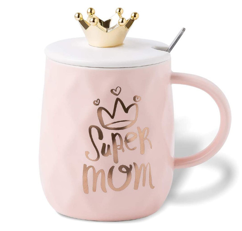 Luxury Ceramic Crown Coffee Mug with Lids for Mom | Mug for Women