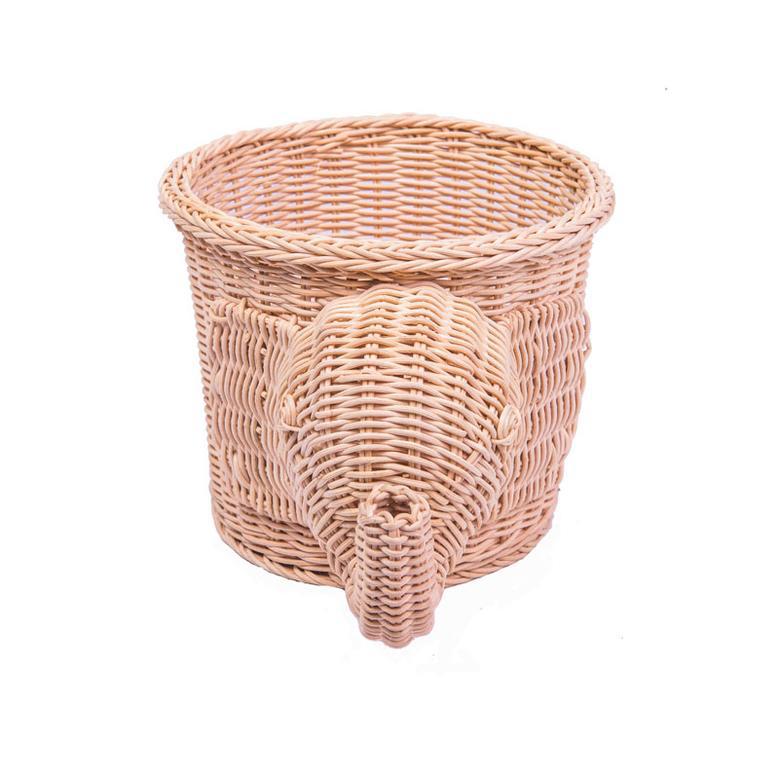 Mini Rattan Elephant Basket for Farmhouse Decor