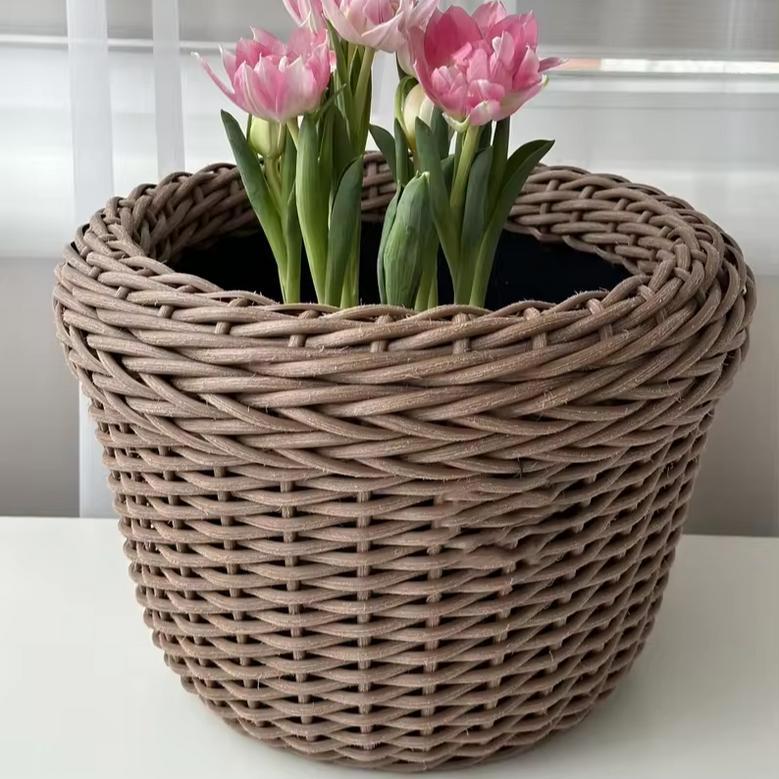 Minimalist Rattan Woven Planter for Houseplants