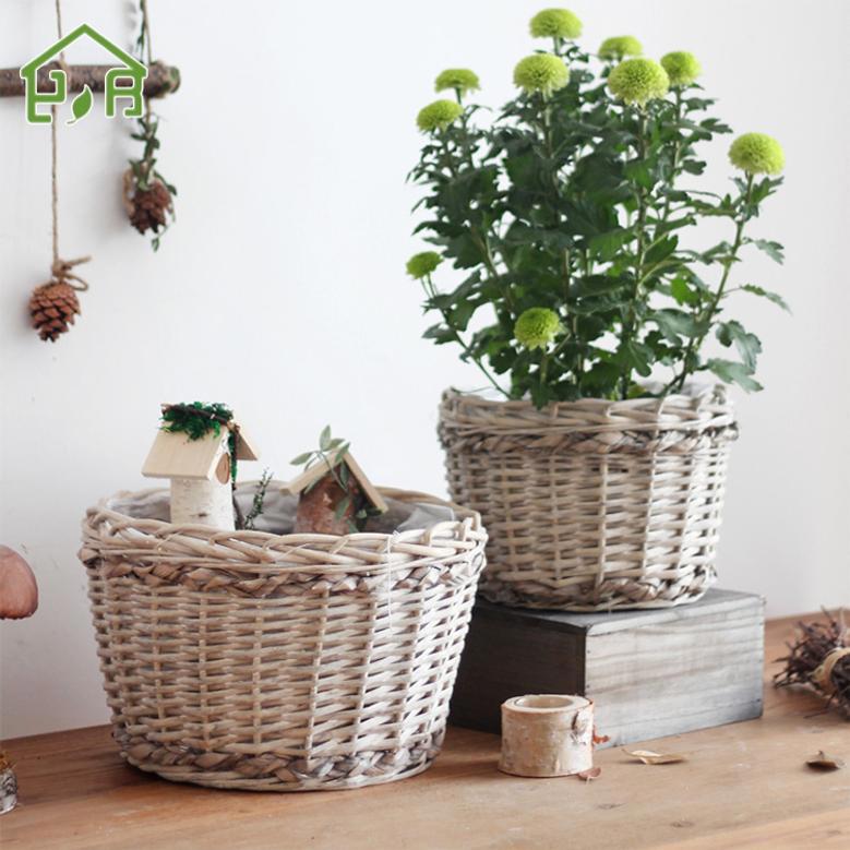 Modern Woven Wicker Plant Pot for Home Decor