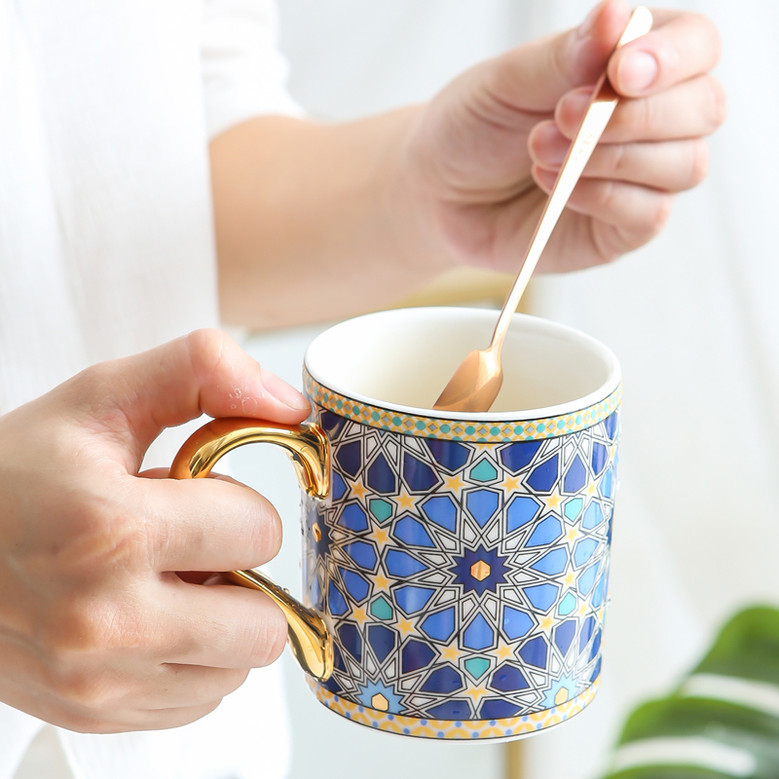 Moroccan Style Vintage Ceramic Coffee Cups for Women