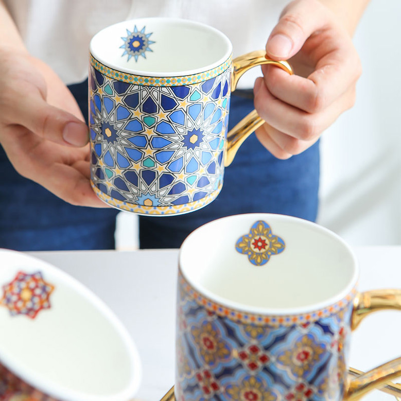 Moroccan Style Vintage Ceramic Coffee Cups for Women