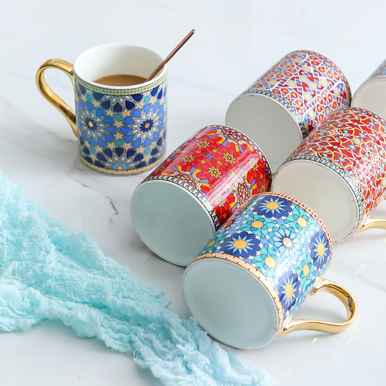 Moroccan Style Vintage Ceramic Coffee Cups for Women