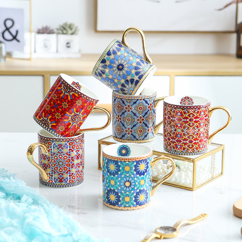 Moroccan Style Vintage Ceramic Coffee Cups for Women