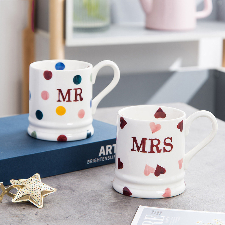 Mr and Mrs Ceramic Coffee Cups for Bride and Groom | Couple Mug