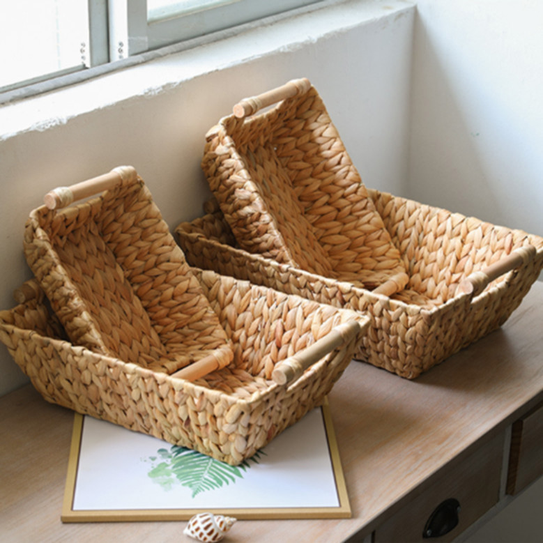 Multi-functional Water Hyacinth Wicker Basket with Handle