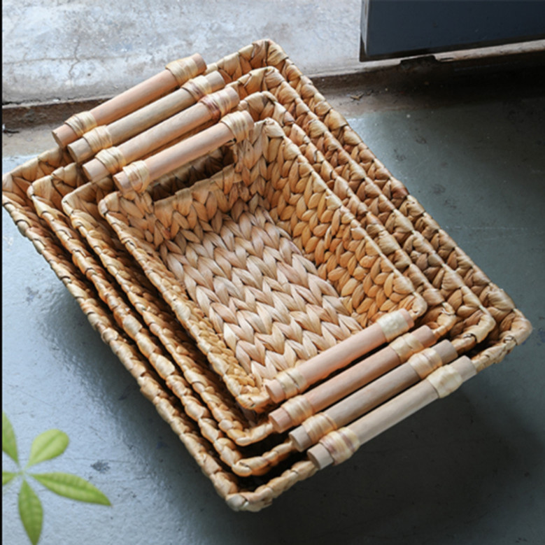 Multi-functional Water Hyacinth Wicker Basket with Handle