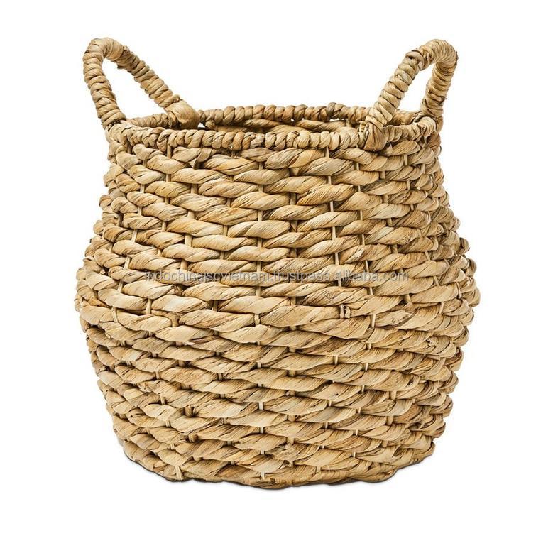 Natural Water Hyacinth Knotted Plant Holder Basket