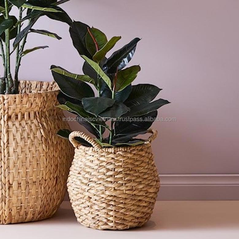 Natural Water Hyacinth Knotted Plant Holder Basket