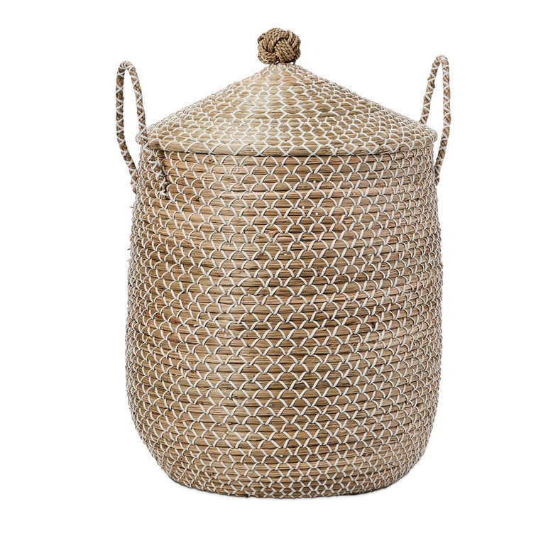 Natural White Seagrass Laundry Basket for Home Storage