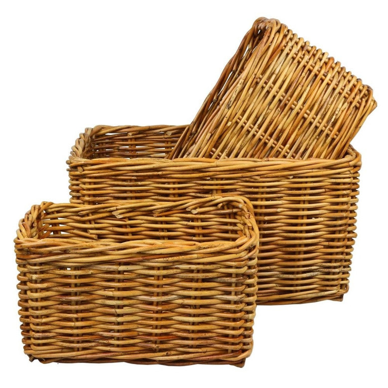 Natural Woven Rattan Basket for Home Organization