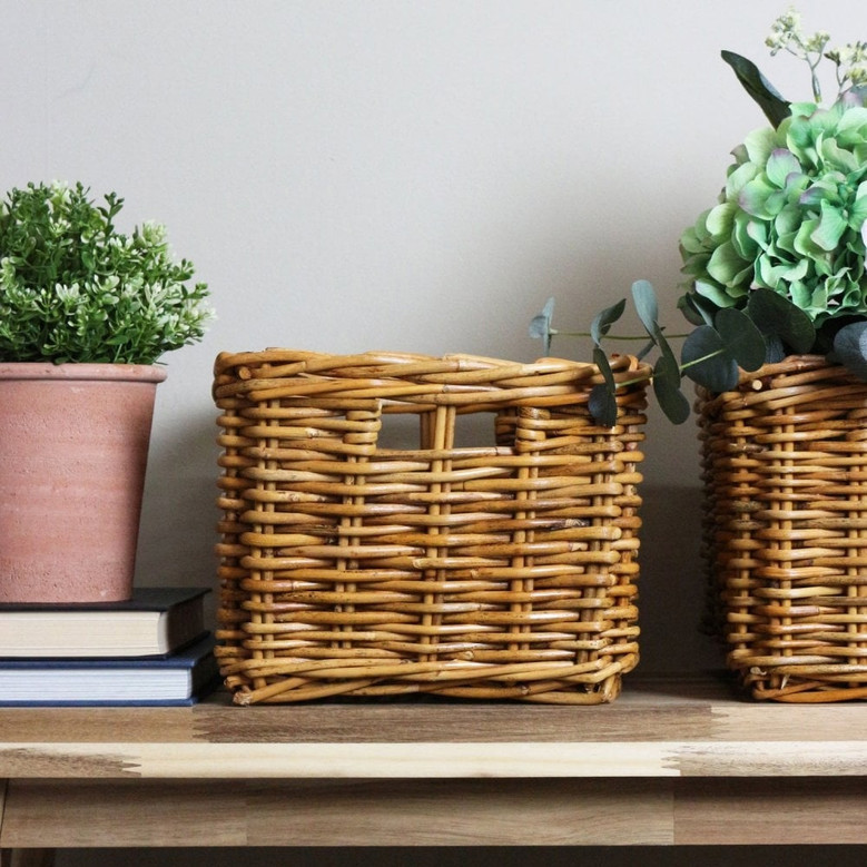 Natural Woven Rattan Basket for Home Organization