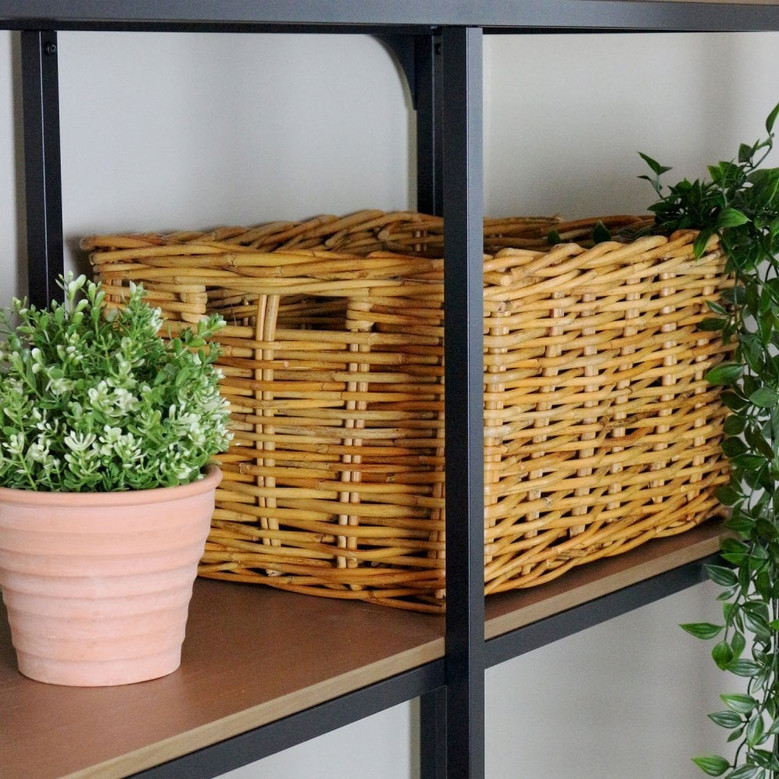 Natural Woven Rattan Basket for Home Organization