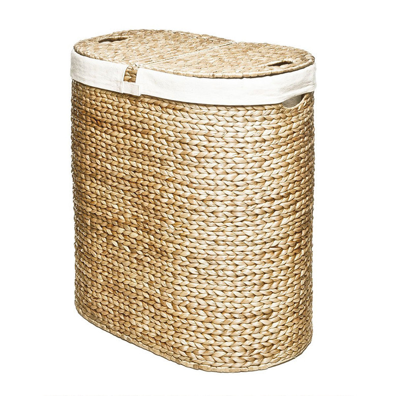 Oval Double Laundry Hamper with Liner Bags - Handmade Storage Basket