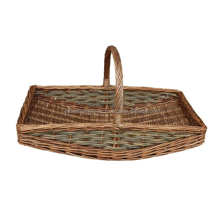 Oval Shape Wicker Basket with Natural Finish for Decoration