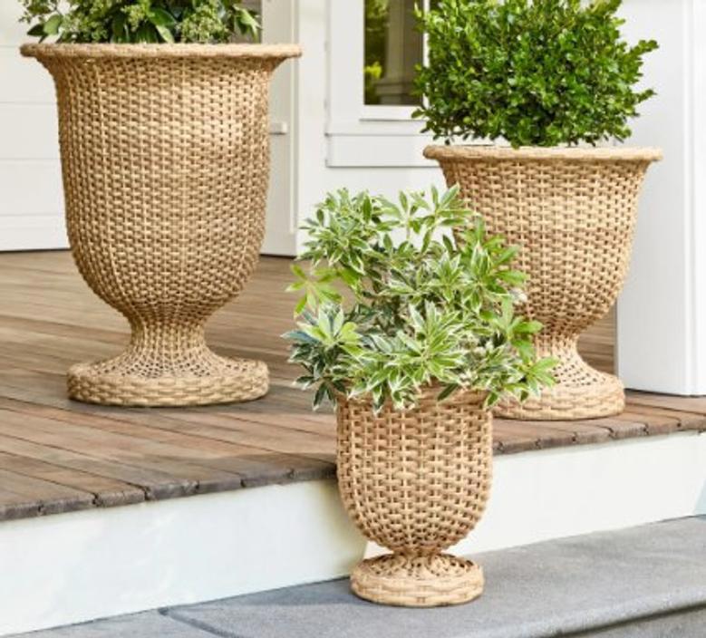 Rattan Flower Vase Planters for Outdoors - Large Size